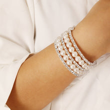 Load image into Gallery viewer, Byzantine Luxury 3/4/5 Layered Tennis Pearl Beaded Bracelets Bangles Set
