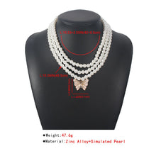 Load image into Gallery viewer, Designer Elegant Multi Layered Pearl Beaded Butterfly Pendant Necklace
