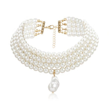 Load image into Gallery viewer, Gorgeous Multilayers Pearl Beaded Charm Choker Necklace
