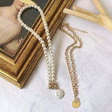 Load image into Gallery viewer, Multilayer Link Chain Pearl Beaded  Baroque Irregular Pearl Pendant Choker Necklace
