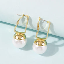 Load image into Gallery viewer, Minimalist City Pop Pearl Drop Golden Earrings for Women
