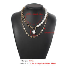 Load image into Gallery viewer, Half Chain Half Pearl 2 Layers Cuban Link Chain Baroque Pearl Pendant Choker Necklaces
