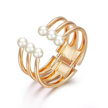 Load image into Gallery viewer, Three Layers Pearl Charm Cuff Bracelets Bangles For Women
