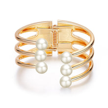 Load image into Gallery viewer, Three Layers Pearl Charm Cuff Bracelets Bangles For Women
