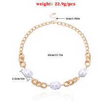 Load image into Gallery viewer, Handmade Minimalist Cuban Link Chain Baroque Pearl Charm Choker Necklace
