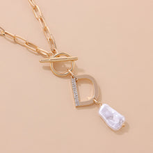 Load image into Gallery viewer, Minimalist Toggle OT Clasp Letter D Baroque Pearl Pendant Necklace
