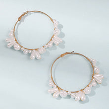 Load image into Gallery viewer, Designer Irregular Peal Beaded Hoop Earrings For Women
