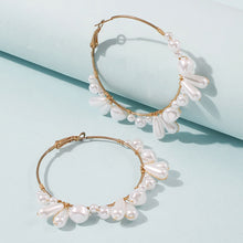 Load image into Gallery viewer, Designer Irregular Peal Beaded Hoop Earrings For Women
