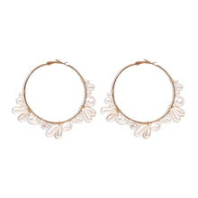 Load image into Gallery viewer, Designer Irregular Peal Beaded Hoop Earrings For Women
