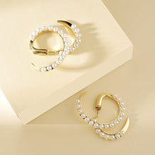 Load image into Gallery viewer, Geometric Baroque Spiral Pearl Beaded Hoop Earrings
