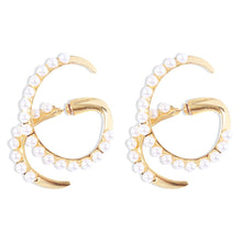 Load image into Gallery viewer, Geometric Baroque Spiral Pearl Beaded Hoop Earrings
