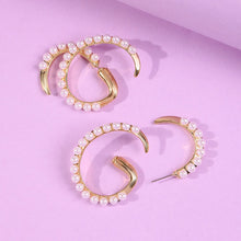 Load image into Gallery viewer, Geometric Baroque Spiral Pearl Beaded Hoop Earrings
