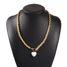 Load image into Gallery viewer, Bohemian Miami Thick Cuban Link Chain Heart Pearl Pendant Necklae
