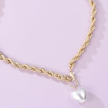 Load image into Gallery viewer, Bohemian Miami Thick Cuban Link Chain Heart Pearl Pendant Necklae
