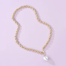 Load image into Gallery viewer, Bohemian Miami Thick Cuban Link Chain Heart Pearl Pendant Necklae
