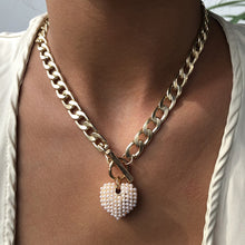 Load image into Gallery viewer, Limerence Cuban Link Chain Toggle Clasp Heart Pendant Necklace
