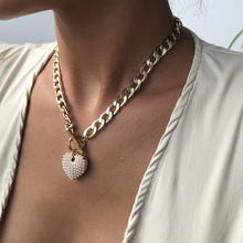 Load image into Gallery viewer, Limerence Cuban Link Chain Toggle Clasp Heart Pendant Necklace
