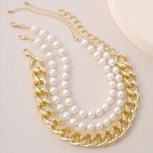 Load image into Gallery viewer, 3pcs/1Set Multi Layer Punk Cuban Link Chain Pearl Strand Choker Necklace
