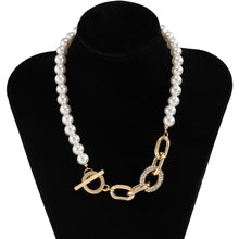 Load image into Gallery viewer, Barcelona Half Chain Half Pearl Toggle Clasp Choker Necklace
