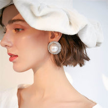 Load image into Gallery viewer, Reminisce French Design White Pearl Bead Stud Earrings
