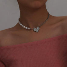 Load image into Gallery viewer, Designer Baroque Pearl Beaded  Lover Heart Pendant Choker Necklace
