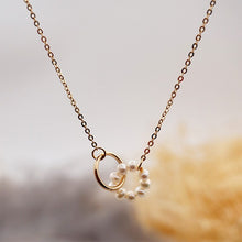 Load image into Gallery viewer, Phosphene Natural Pearl Beaded Double Circle Pendant Necklace
