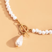 Load image into Gallery viewer, Luxury Baroque Pearl Beaded  Toggle Clasp Pendant Choker Necklace
