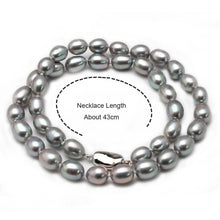 Load image into Gallery viewer, Natural Gray Freshwater Pearl Beaded Choker Necklace for Ladies
