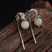 Load image into Gallery viewer, Ladies Long Vintage Natural Fine White Jade Inlaid Earrings Exquisite Fashion Jewelry
