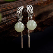 Load image into Gallery viewer, Ladies Long Vintage Natural Fine White Jade Inlaid Earrings Exquisite Fashion Jewelry
