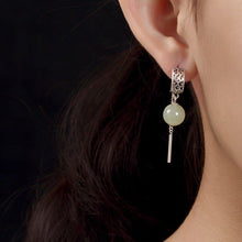 Load image into Gallery viewer, Ladies Long Vintage Natural Fine White Jade Inlaid Earrings Exquisite Fashion Jewelry
