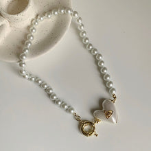 Load image into Gallery viewer, Mellifluous Vintage Pearl Beaded Heart Planet Pendant Choker Necklace &amp; Bracelet
