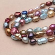 Load image into Gallery viewer, Three Strands Natural Multi Color Freshwater Pearl Beaded Necklace
