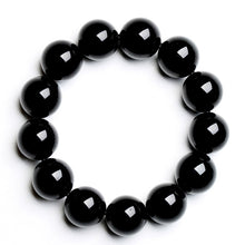 Load image into Gallery viewer, Natural Black Obsidian 8/10/12/14/16mm Beaded Power Healing Chakra Reiki Stretch Bracelet
