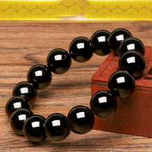 Load image into Gallery viewer, Natural Black Obsidian 8/10/12/14/16mm Beaded Power Healing Chakra Reiki Stretch Bracelet
