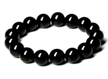 Load image into Gallery viewer, Natural Black Obsidian 8/10/12/14/16mm Beaded Power Healing Chakra Reiki Stretch Bracelet
