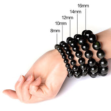 Load image into Gallery viewer, Natural Black Obsidian 8/10/12/14/16mm Beaded Power Healing Chakra Reiki Stretch Bracelet
