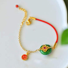 Load image into Gallery viewer, Lucky Series Green Jade Bracelet Red Rope S925 Sterling Silver
