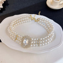 Load image into Gallery viewer, Handmade Luxury Multilayer Pearl beaded Crystal Pendant Choker Necklace
