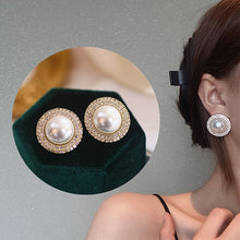 Load image into Gallery viewer, Ineffable Luxury Shiny Rhinestone White Champagne Pearl Stud Earrings
