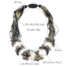 Load image into Gallery viewer, Luxury Big Imitation Pearl Beaded statement Ribbon Necklace For Lady
