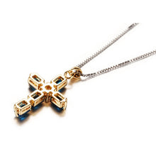 Load image into Gallery viewer, Faith Blue Cubic Zirconia Crystal Cross Pendant Necklace Chokers for Women
