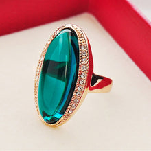 Load image into Gallery viewer, Forest Green Crystal CZ Oval Gem Rings For Women
