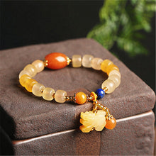 Load image into Gallery viewer, Handcrafted Natual Yellow Jade Beaded Forturn Piyao Charm Bracelet
