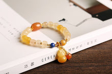 Load image into Gallery viewer, Handcrafted Natual Yellow Jade Beaded Forturn Piyao Charm Bracelet
