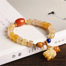 Load image into Gallery viewer, Handcrafted Natual Yellow Jade Beaded Forturn Piyao Charm Bracelet
