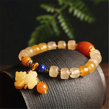 Load image into Gallery viewer, Handcrafted Natual Yellow Jade Beaded Forturn Piyao Charm Bracelet
