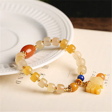 Load image into Gallery viewer, Handcrafted Natual Yellow Jade Beaded Forturn Piyao Charm Bracelet
