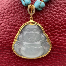 Load image into Gallery viewer, Lokaloca Luxury 2 Strands Natural Freeform Turquoise Jade Buddha Pendant Necklace
