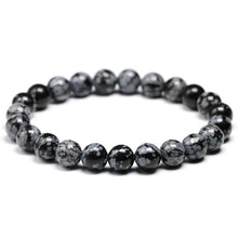 Load image into Gallery viewer, Natural Snowflake Obsidian 6/8/10/12mm Chakra Wrist Mala Beaded Bracelet
